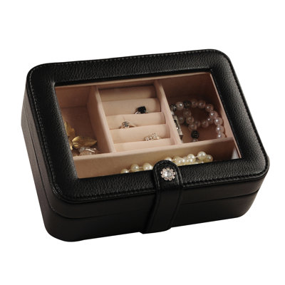 Rio Glass Top Jewelry Box in Black