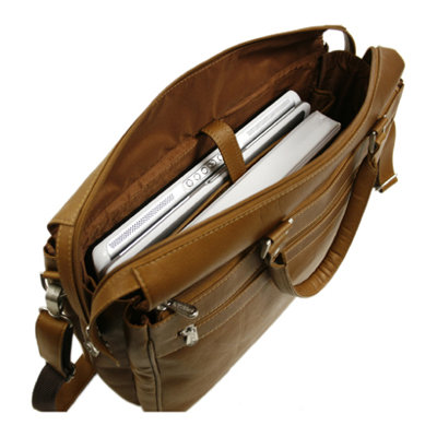 Piel Leather Large Briefcase / Carry-On Bag in Saddle