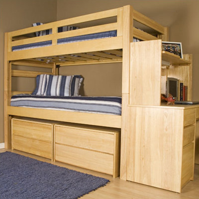 Graduate Series Extra Long Twin over Twin Bunk Bed with Built-In Ladder