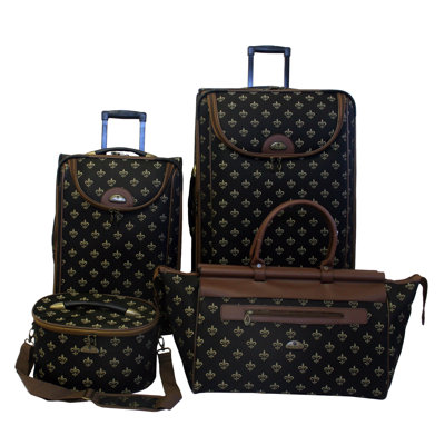 American Flyer Fleur De Lis 4 Piece Luggage Set