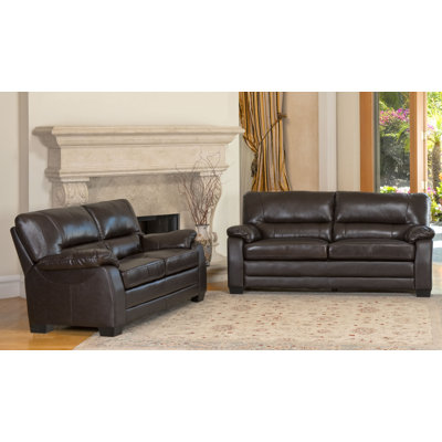 Abbyson Living Broadway Italian Leather Leather Loveseat