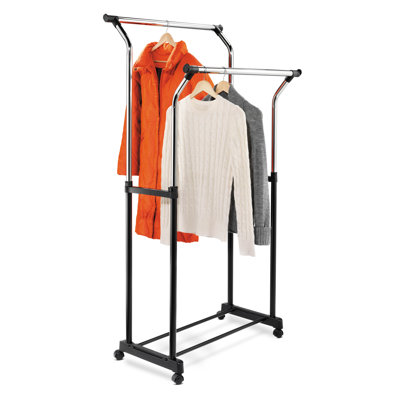 Flared Double Garment Rack in Black and Chrome