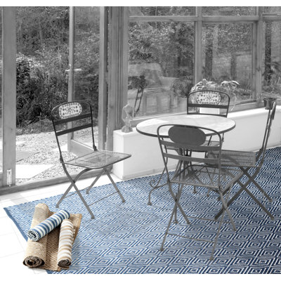 Dash and Albert Rugs Woven Diamond Denim/White Rug