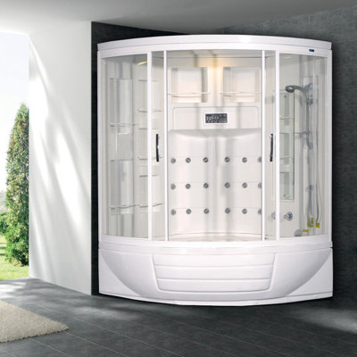 Ariel Bath Sliding Door Steam Sauna Shower with Bath Tub