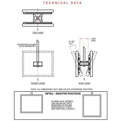 Peerless Plasma Screen Dual Back-to-Back Ceiling Mount