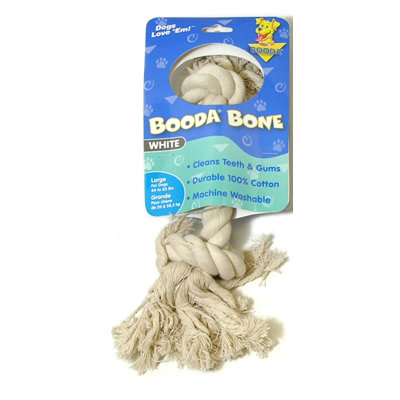 BOODA Pet Products Two Knot Rope Bone Dog Toy in White
