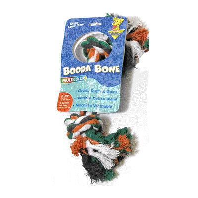 BOODA Pet Products Two Knot Rope Bone Dog Toy in Red, White and Blue