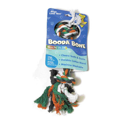 BOODA Pet Products Two Knot Rope Bone Dog Toy in Red, White and Blue