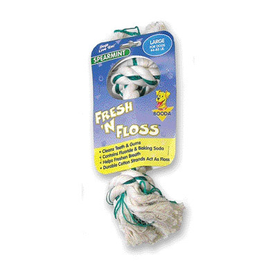 BOODA Pet Products Fresh-N-Floss Two Knot Bone Dog Toy with Spearmint Flavor