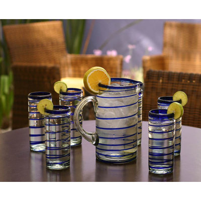 'Cobalt Spiral' Highball Glasses (Set of 6)