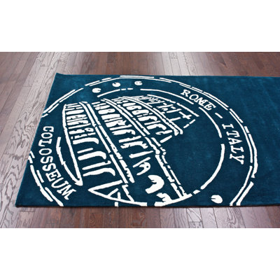 nuLOOM Cine Roma Teal Novelty Rug