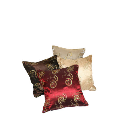 Violet Linen Silky Indiana Embroidered Sequins Decorative Throw Pillow