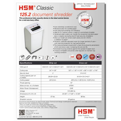 HSM of America,LLC Professional Shredder, Cross Cut, 17-3/5"x13-3/5"x2-3/5", Beige