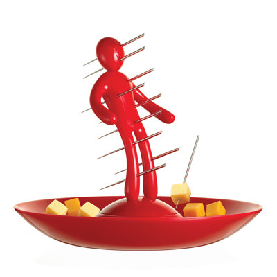The EX By Raffaele Iannello Skewer Set with Unique Black Holder and Tray