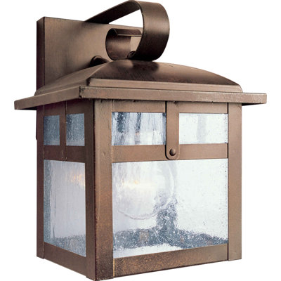 Forte Lighting One Light Outdoor Wall Lantern with Clear Seeded Glass in Rustic Sienna
