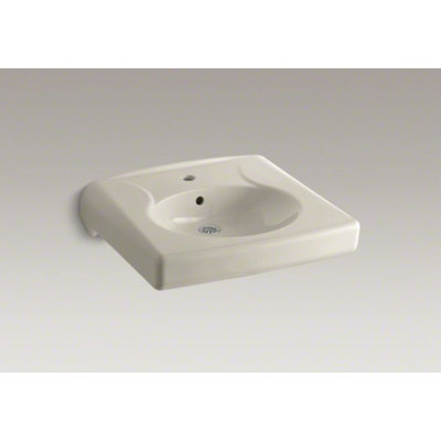 Kohler Brenham Wall-Mounted or Concealed Carrier Arm Mounted Commercial Bathroom Sink with Single Faucet Hole