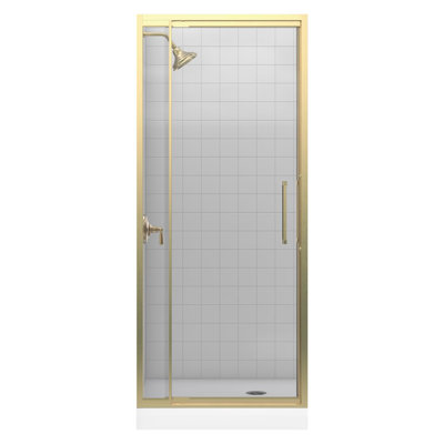 Kohler Lattis Semi-Frameless Pivot Shower Door with 0.25" Thick Crystal Clear Glass, 30" - 33" x 76"