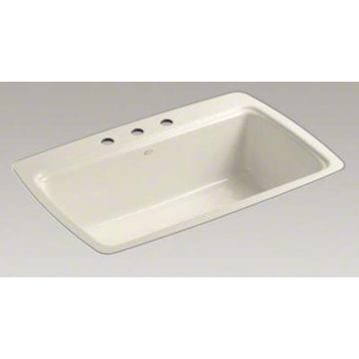 Kohler Cape Dory Tile-in Single-Bowl Kitchen Sink with 3 Faucet Holes