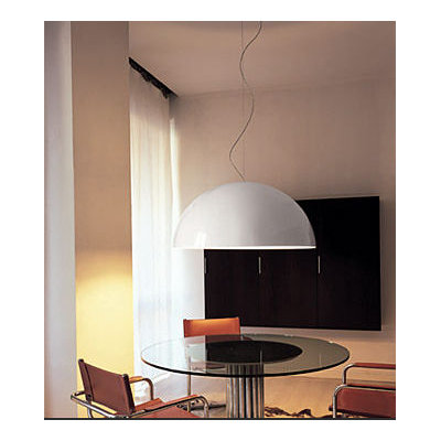 Oluce Sonora Suspension Lamp in Black/Painted White