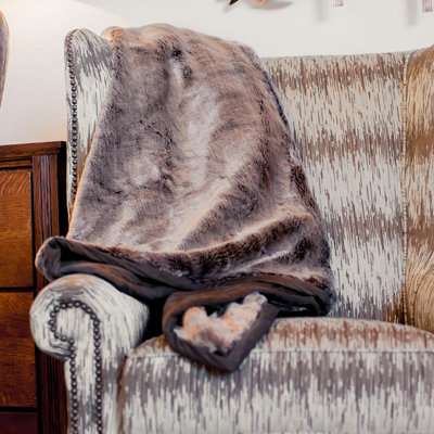 Posh Pelts Russet Chinchilla Faux Fur Throw