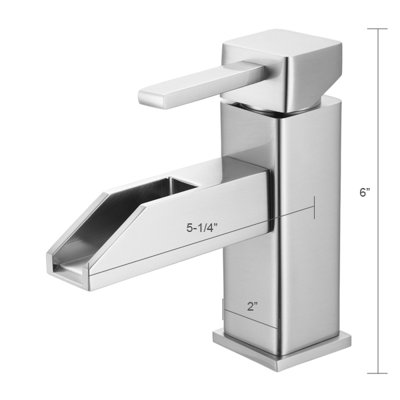 Water Creation Single Hole Square Bathroom Faucet with Single Handle