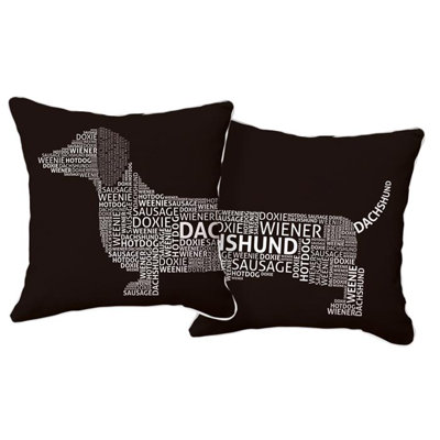 Naked Decor Dachshund Typography Pillow