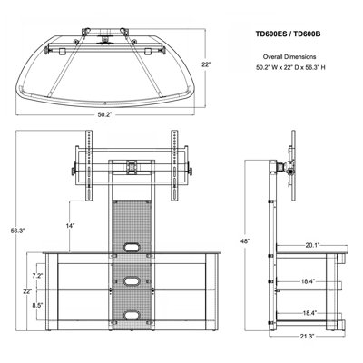 Transdeco International 35" - 65" Flat Panel TV Stand
