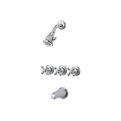 Price Pfister Three-Cross Handle Shower and Tub Trim