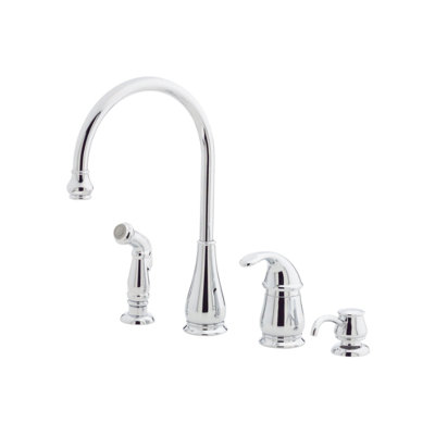 Price Pfister Treviso One Handle Widespread Kitchen Faucet with Side Spray and Soap Dispenser