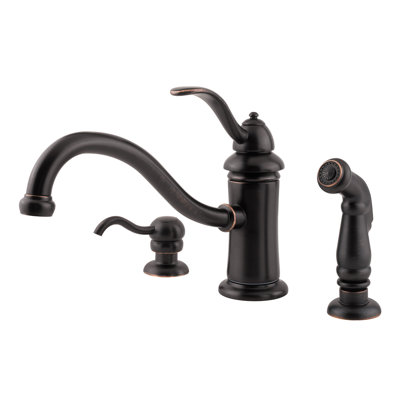 Price Pfister Marielle One Handle Kitchen Faucet with Sidespray and Soap Dispenser