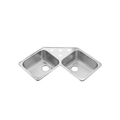 American Standard Stainless Steel Drop-In 43.44" x 23.38" Double Corner Bowl kitchen sink in Brushed Satin