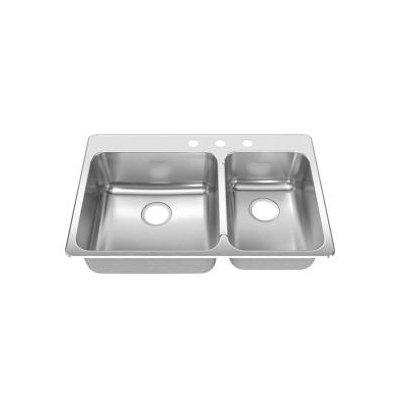 American Standard Stainless Steel Drop-In 33.38 x 22" Double Combination with Small Bowl kitchen sink