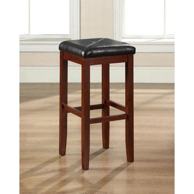 Crosley Upholstered Square Seat 29" Barstool in Vintage Mahogany