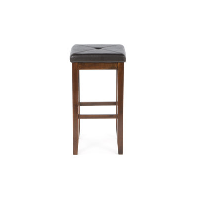Crosley Upholstered Square Seat 29" Barstool in Vintage Mahogany