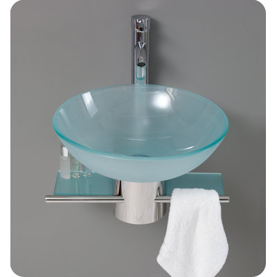 Fresca Cristallino Modern Glass Bathroom Vanity with Frosted Vessel Sink