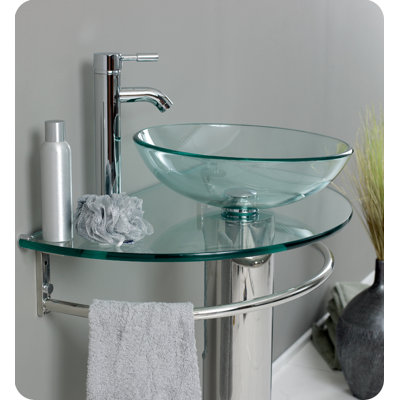 Fresca Attrazione Modern Glass Bathroom Vanity with Frosted Edge Mirror