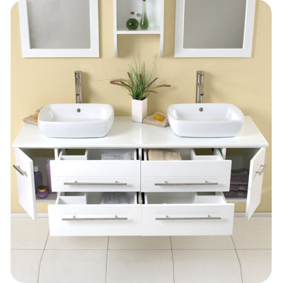 Fresca Bellezza Modern Double Vessel Sink Bathroom Vanity