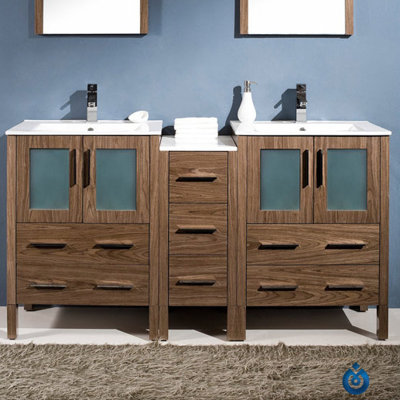 Pictures Bathroom Vanities on Fresca Torino 60  Modern Double Sink Bathroom Vanity Set With Side