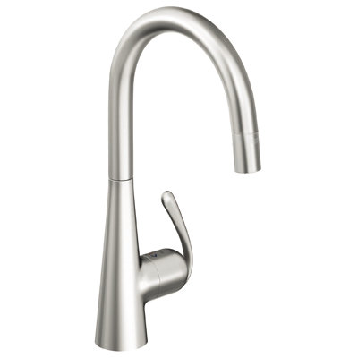 Grohe Ladylux3 One Handle Single Hole Kitchen Sink Faucet with Dual Spray Pull Down and Lever Handle