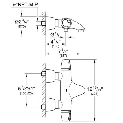 Grohe Grohtherm Wall Mount Tub Spout Trim