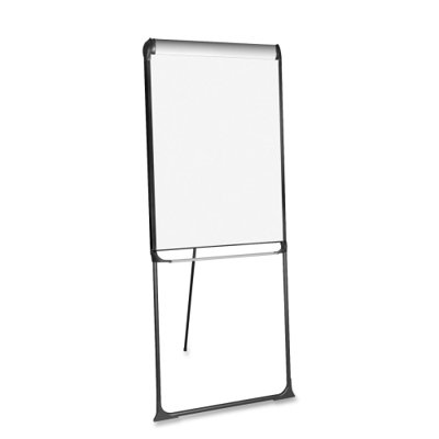 Bi-silque Visual Communication Product, Inc. Porcelain Presentation Easel, Platinum, Footbar, 29"x41", Black