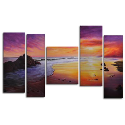 My Art Outlet Pieces of Sunset 5 Piece Original Painting on Canvas Set ...