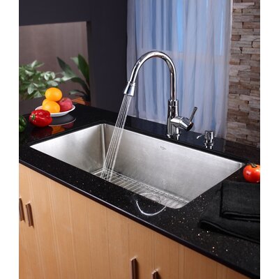 Kraus 32 Undermount Single Bowl Kitchen Sink with 14.9 Faucet and