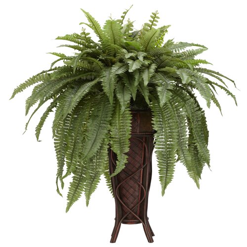 Nearly Natural Boston Fern with Stand Silk Plant