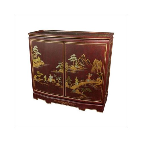 Oriental Furniture Japanese Slant Front Cabinet Crackle