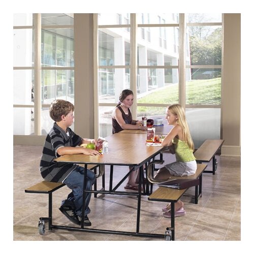 National Public Seating Mobile Cafeteria Bench Table