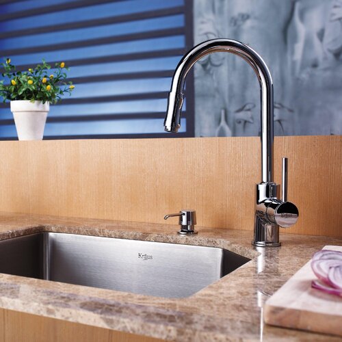 Kraus 23 Undermount Single Bowl Kitchen Sink with 15 x 7 Faucet and