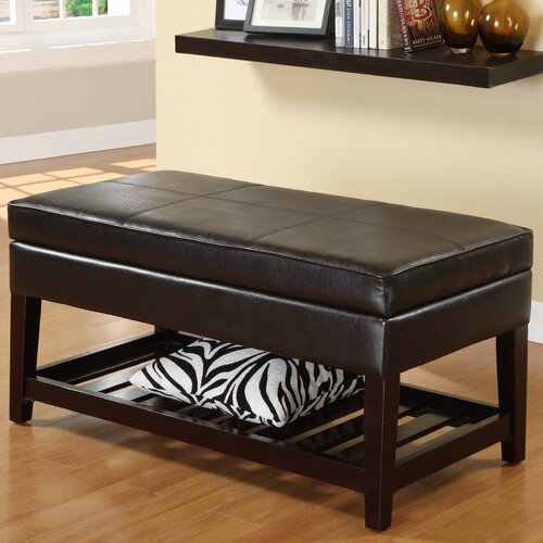 Hokku Designs Ramon Leatherette Storage Ottoman Bench in