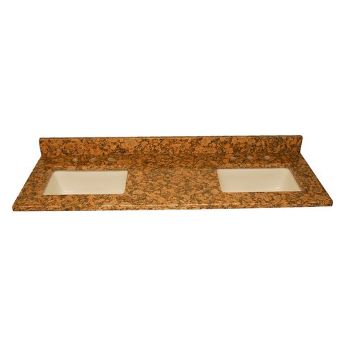 Vintage Stone 61 x 22 3cm Double Rectangular Bowl Granite Vanity Top