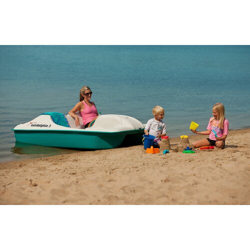 KL Industries Sun Dolphin Three Person Pedal Boat in Cream / Teal with